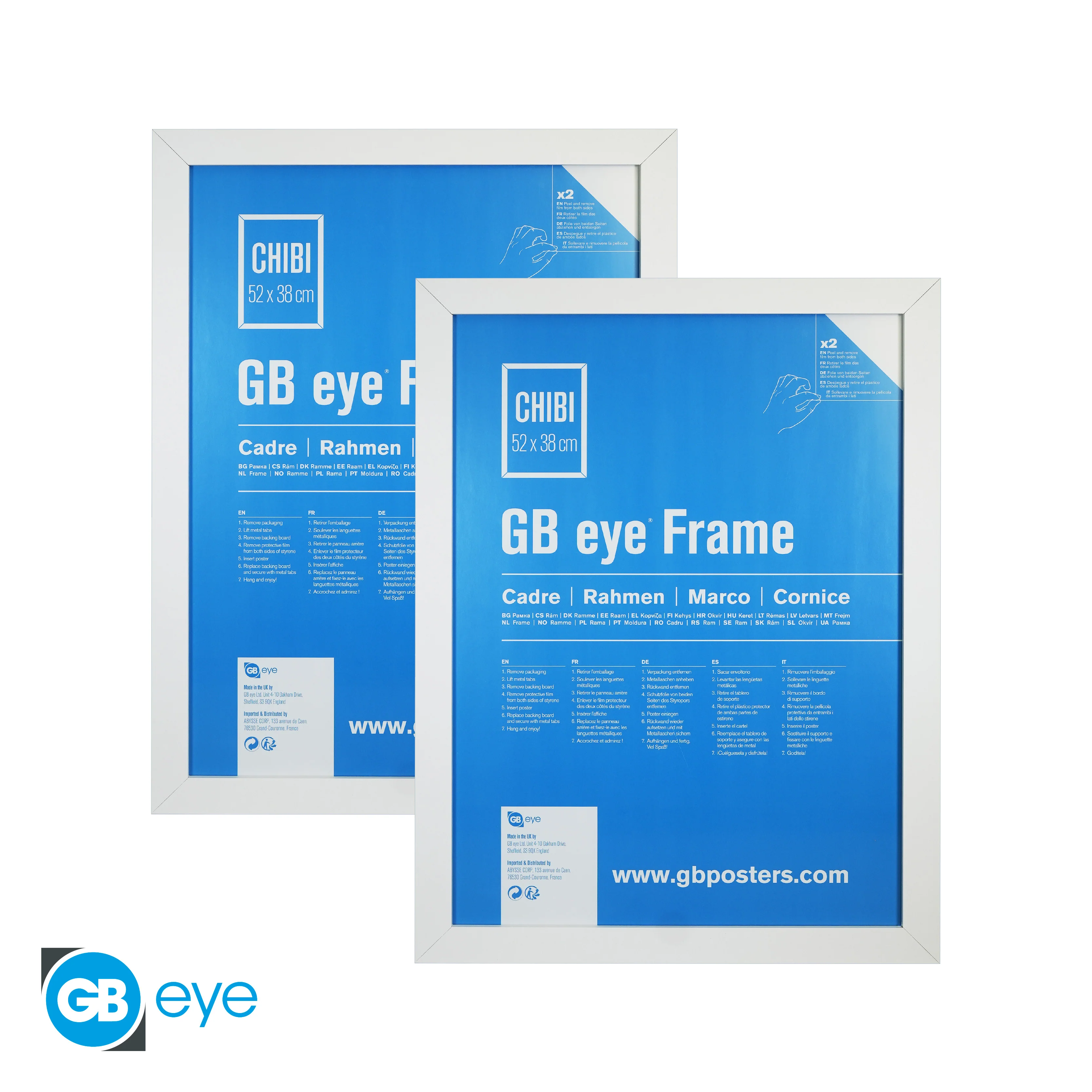 GB 15x20.5 Frame, FSC White Wood Poster Frame, Scratch Proof Glazing, Vertical and Horizontal Wall Mounting, Set of 2 - Image 2