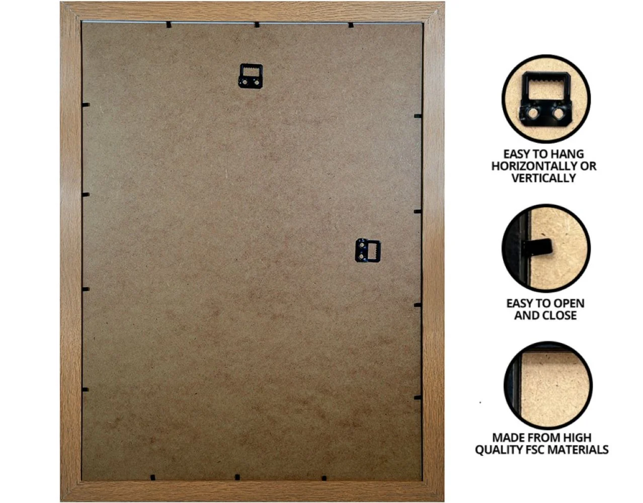GB eye 20.5x15 Poster Frame, FSC Certified Oak Wood Poster Frame, Scratch Proof Glazing, Vertical and Horizontal Wall Mounting, Set of 4 - Image 4