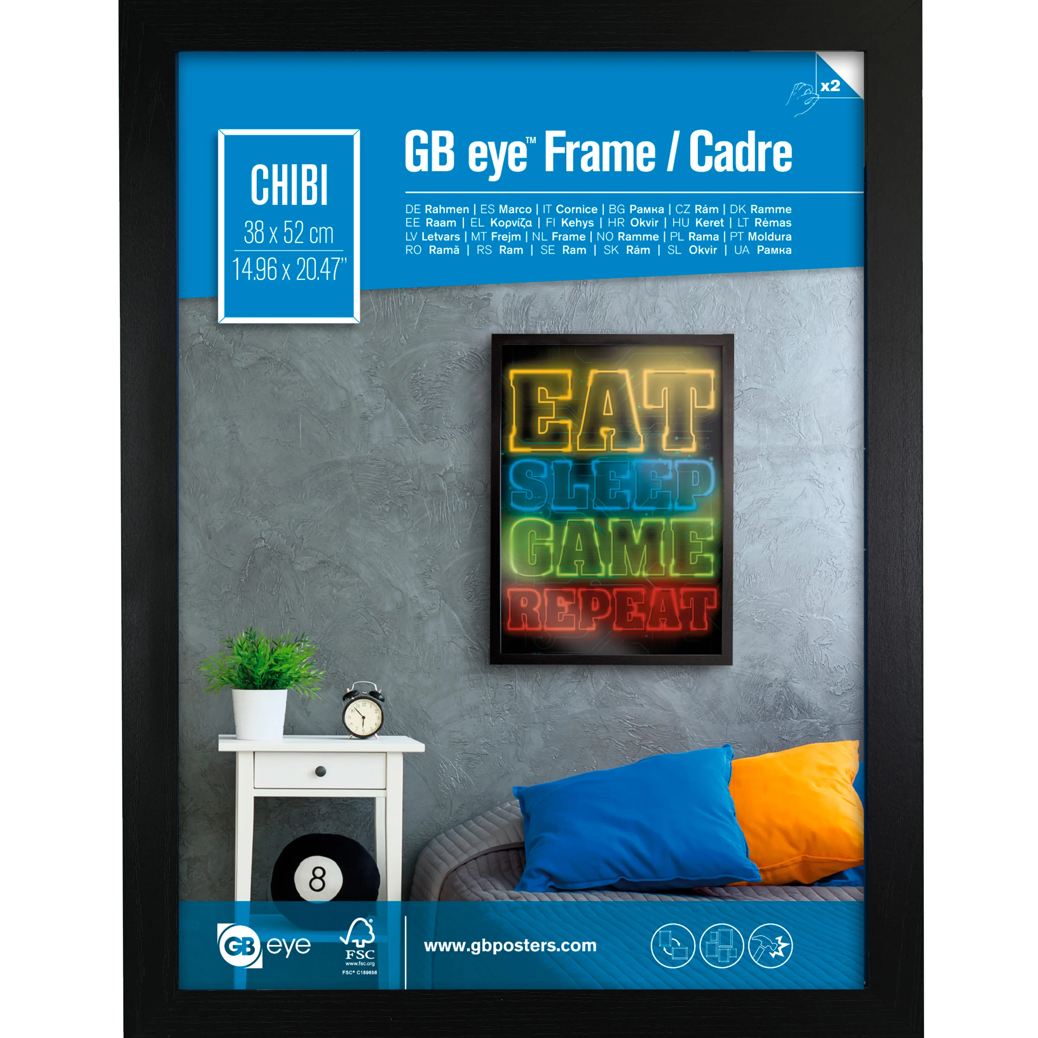 Gb Eye Black Wooden Picture Poster Frame 20.5" x 15" Set of 3 Vertical and Horizontal - Image 2